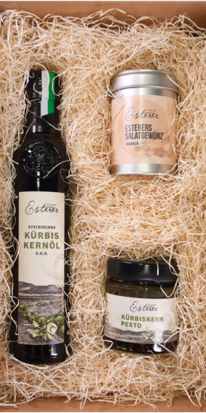 Geschenkspaket Schmankerl Mini Oelmuehle Esterer