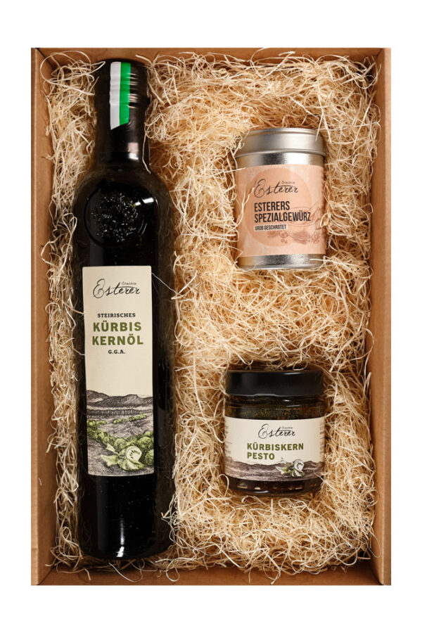 Geschenkspaket Schmankerl Oelmuehle Esterer