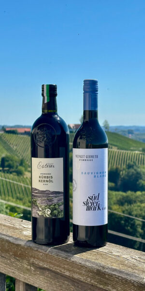 Steirisches Kürbiskernöl Sauvignon Blanc Weingut Gernuth Oelmuehle Esterer